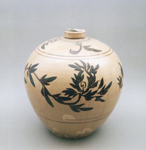 Buff geglazuurde fles, Sung-dynastie, 960-1279